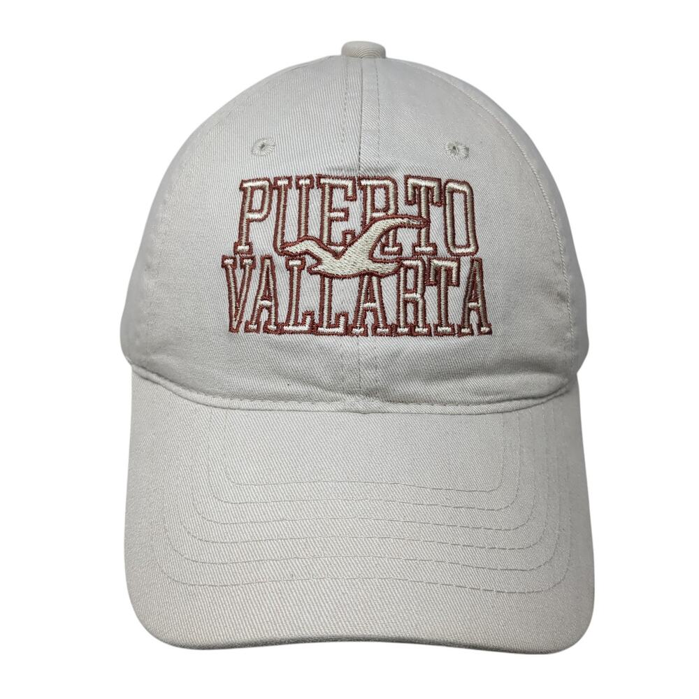 Puerto Vallarta Strapback Baseball Cap Beige OS Adjustable Embroidered dKps